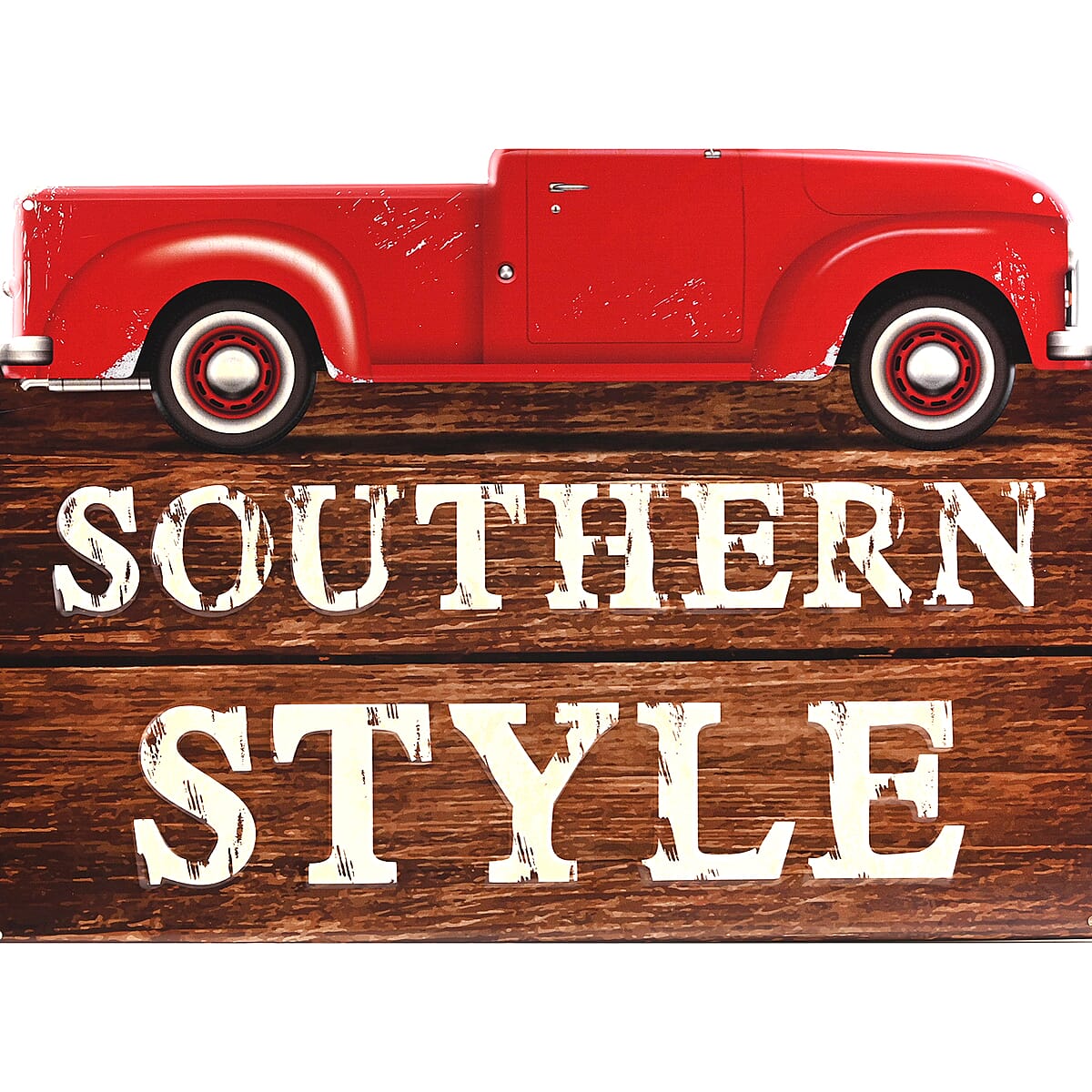 SOUTHERN STYLE RED TRUCK DIE CUT Tin Metal Sign Wall Decor image number 2