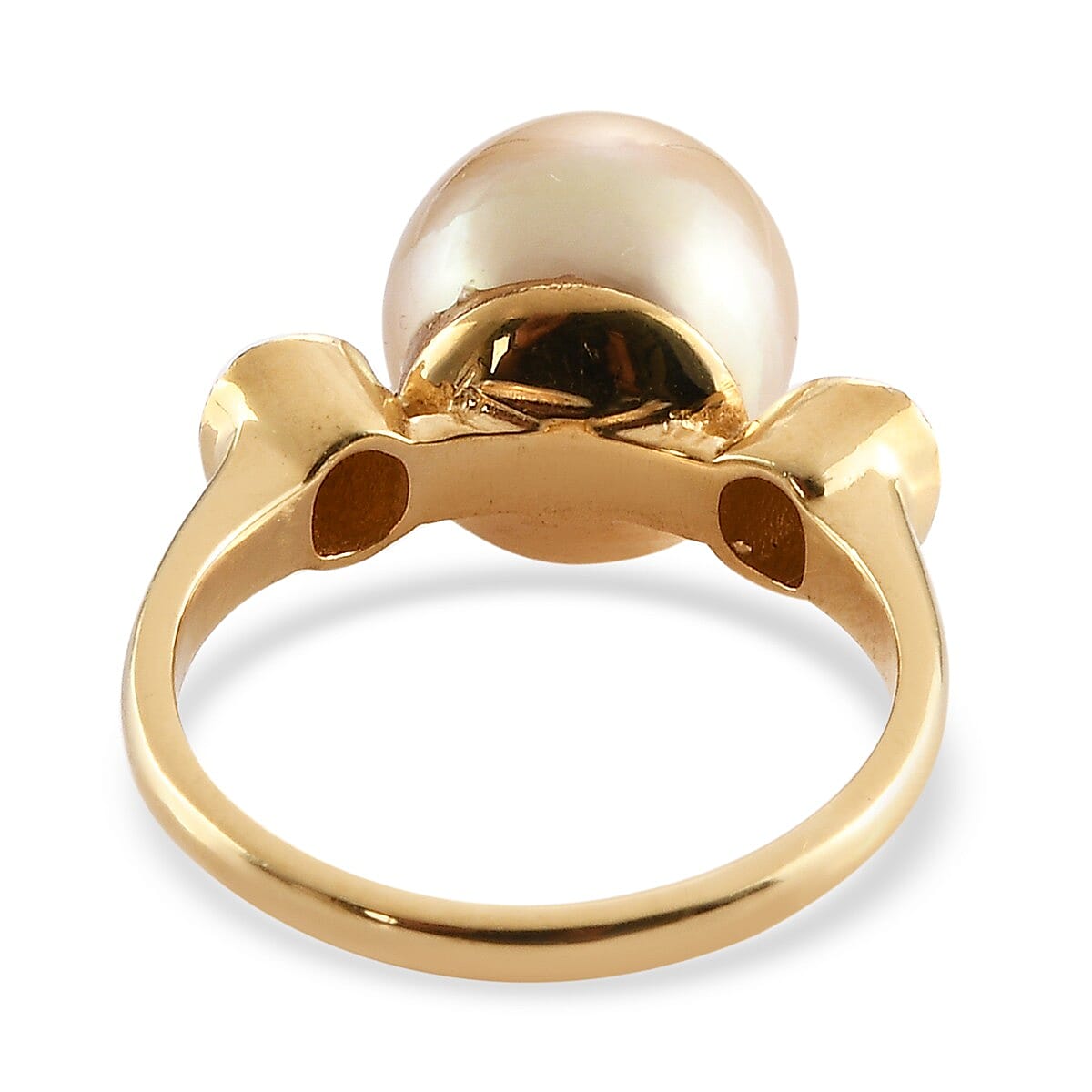 South Sea Pearl 9-10 mm and Polki Diamond Ring in 14K Yellow Gold Over Sterling Silver (Size 10.0) 0.20 ctw image number 4
