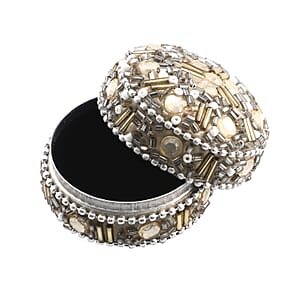 Set of 12 Multi Color Aluminum Beaded Round Ring Boxes