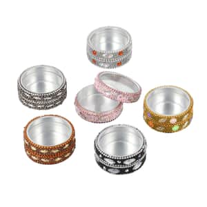 Set of 6 Beaded Gift Boxes with Glass Top- Multi Color