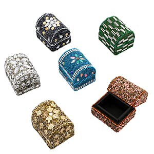 Handcrafted Set of 6 Mini Solid Multi Color Bead Treasure Chest