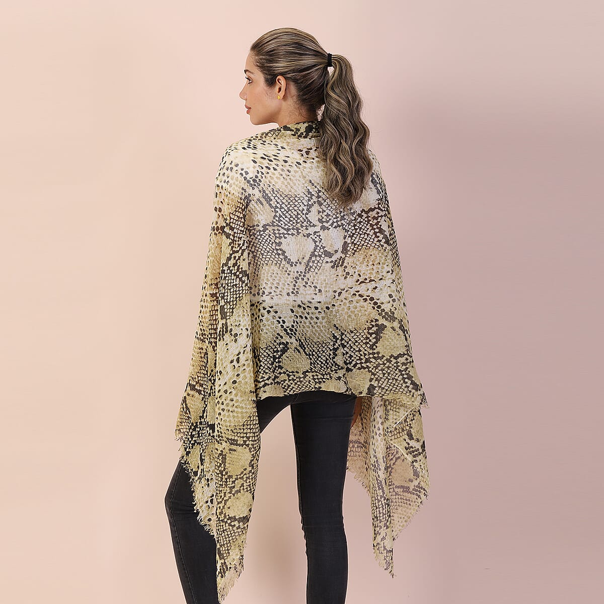 JOVIE Yellow Snake Print Scarf image number 1