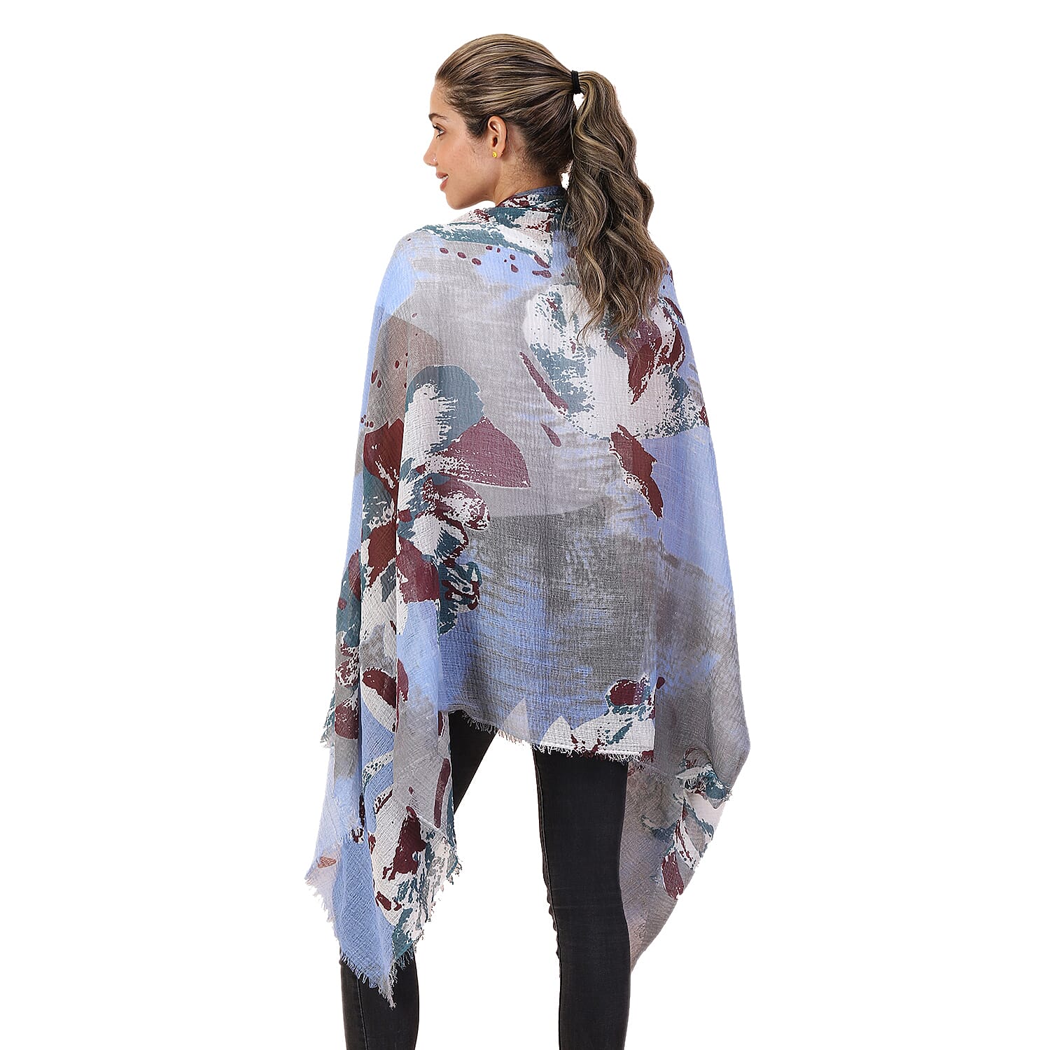 JOVIE Blue Flower Print Scarf