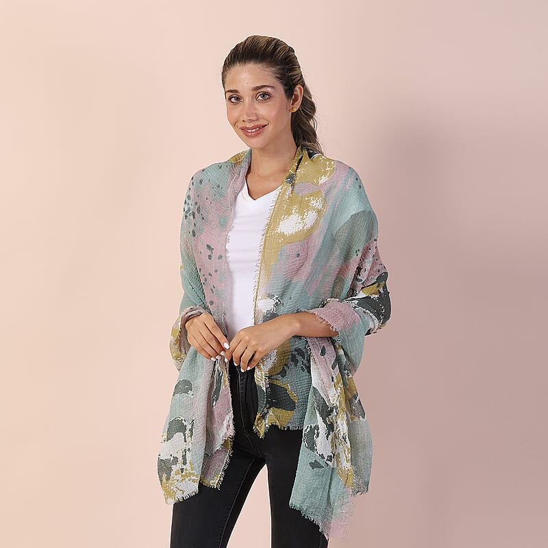 JOVIE Light Brown Flower Print Scarf