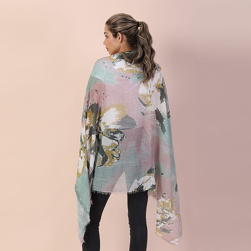JOVIE Light Brown Flower Print Scarf