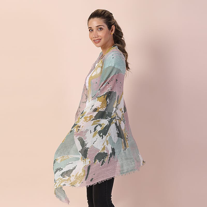 JOVIE Light Brown Flower Print Scarf