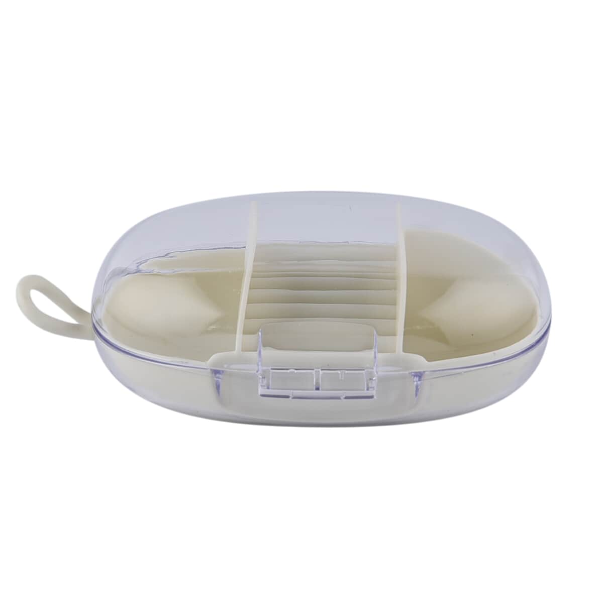 Cream Small Travel Jewelry Organizer (5.9"x3.14"x1.96") (Rings Holld upto 14) image number 3