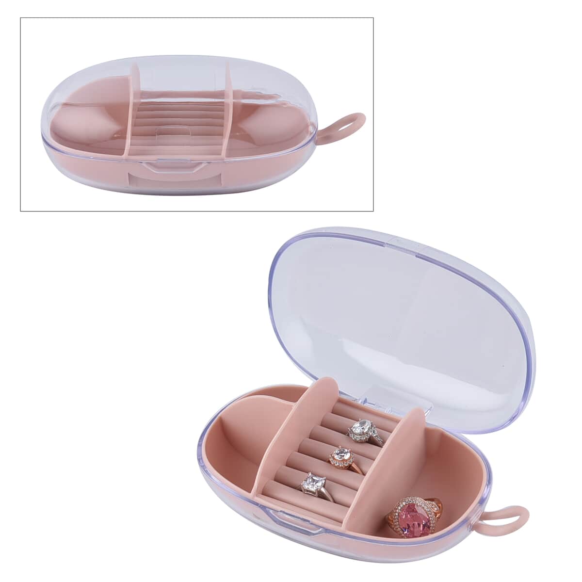 Pink Small Travel Jewelry Organizer (Rings Hold upto 14) image number 0
