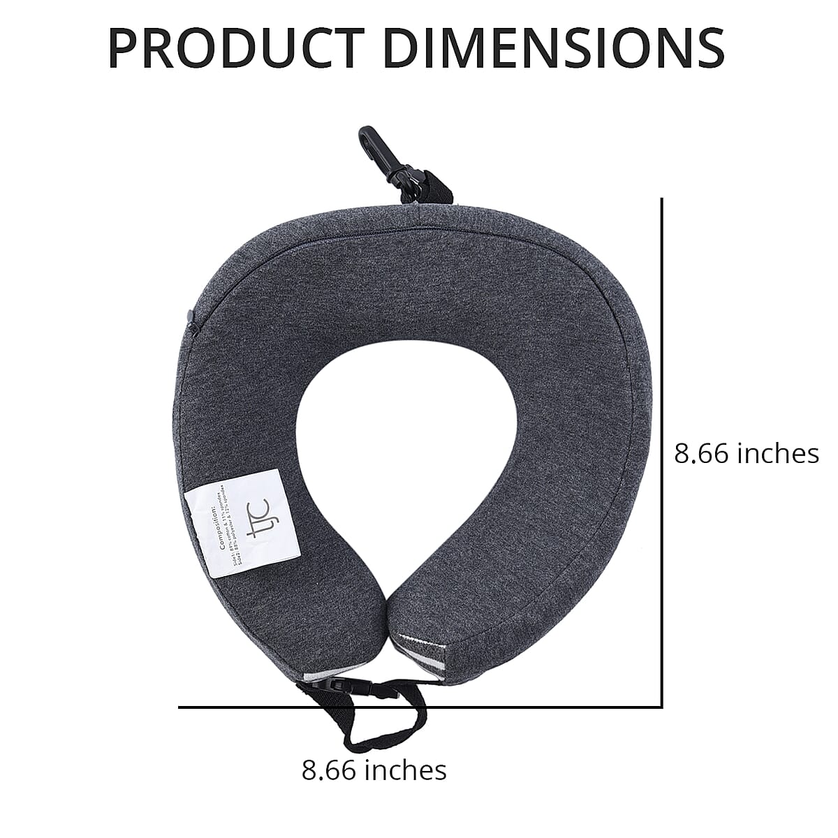 Homesmart Gray Stripe Pattern Neck Pillow Can Be Rolled Up (100% Polyurethane Memory Foam) image number 3