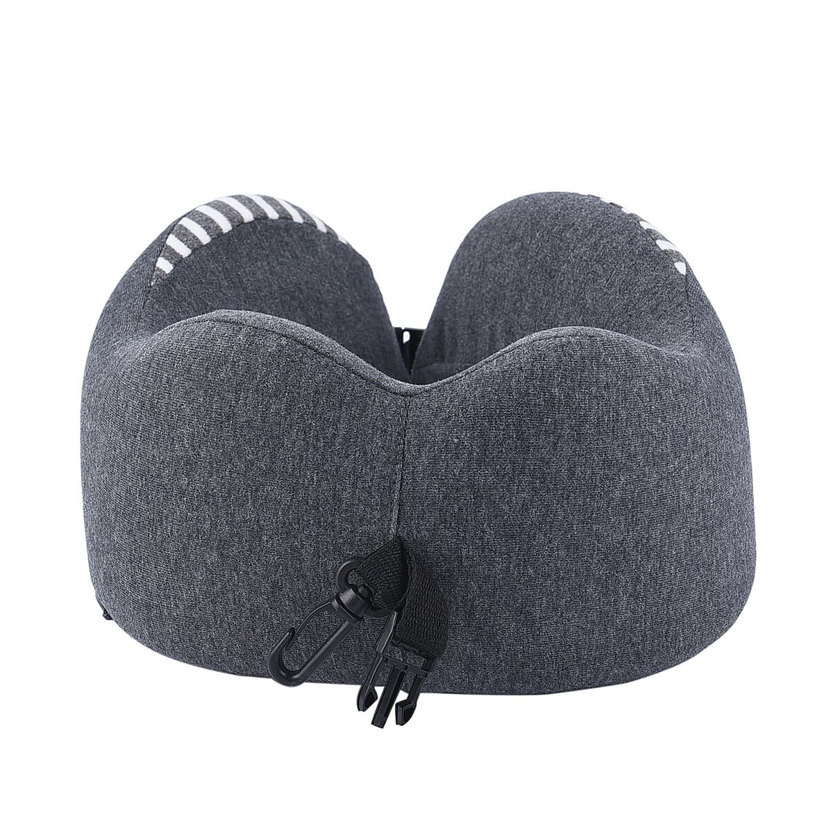 Homesmart Gray Stripe Pattern Neck Pillow Can Be Rolled Up (100% Polyurethane Memory Foam) image number 4