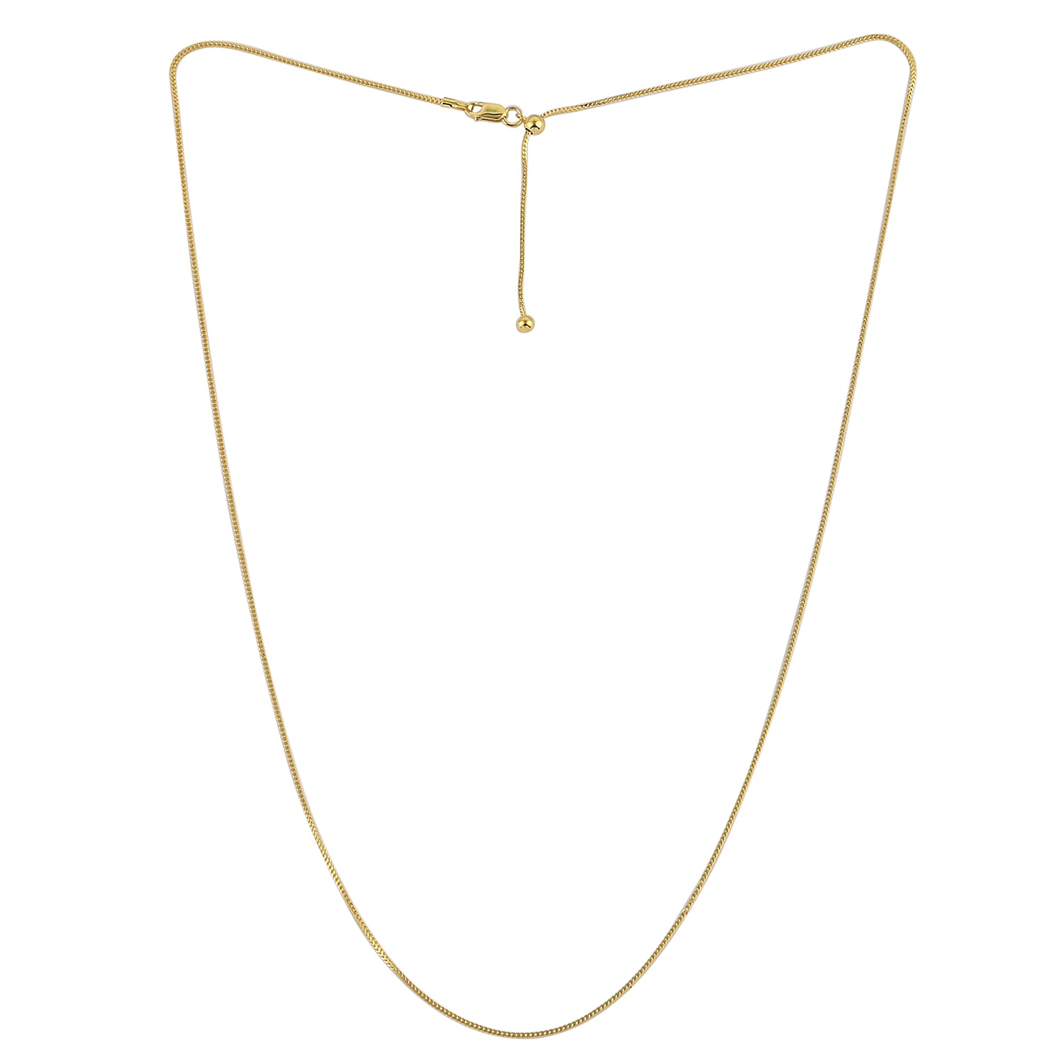 Franco Adjustable Bolo Chain 24 Inches in 14K Yellow Gold Over Sterling Silver 3.60 Grams