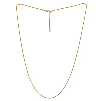 Franco Adjustable Bolo Chain 24 Inches in 14K Yellow Gold Over Sterling Silver 3.60 Grams