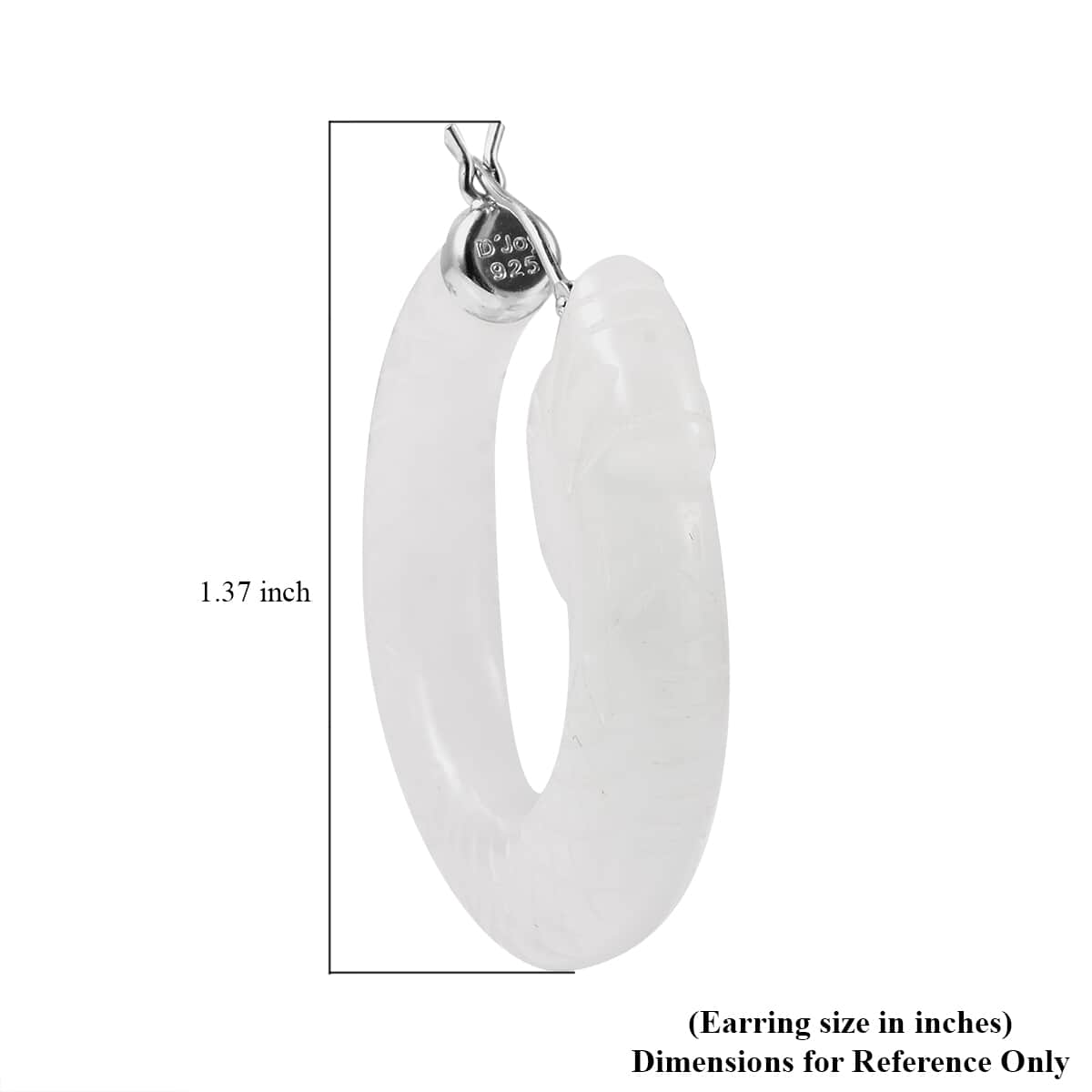 Natural White Jade Carved Dragon Earrings in Rhodium Over Sterling Silver 91.50 ctw image number 3