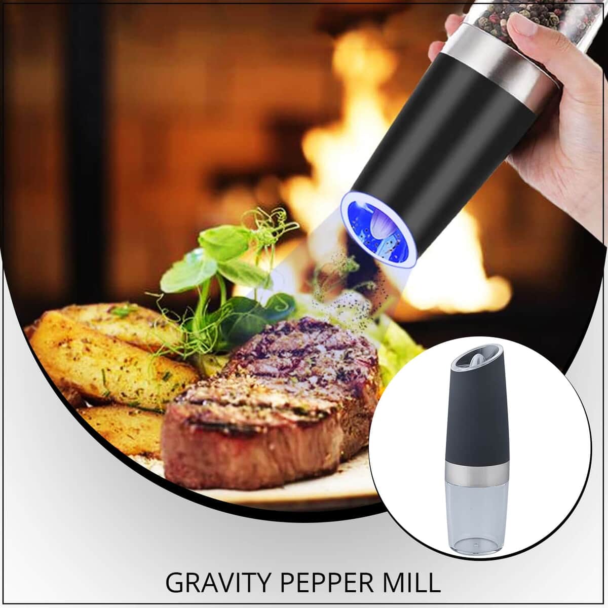 Gravity Electric Salt or Pepper Grinder Mill, Battery Operated Stainless Steel Mill with Light, Automatic One Handed Operation, Electronic Adjustable Shakers (6XAAA Battery Not included) image number 1