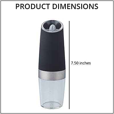 Gravity Electric Salt or Pepper Grinder Mill, Battery Operated Stainless Steel Mill with Light, Automatic One Handed Operation, Electronic Adjustable Shakers (6XAAA Battery Not included)