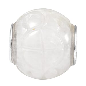Charmes D'Joy White Jade Carved 13-15mm Beaded Charm in Rhodium Over Sterling Silver 16.00 ctw