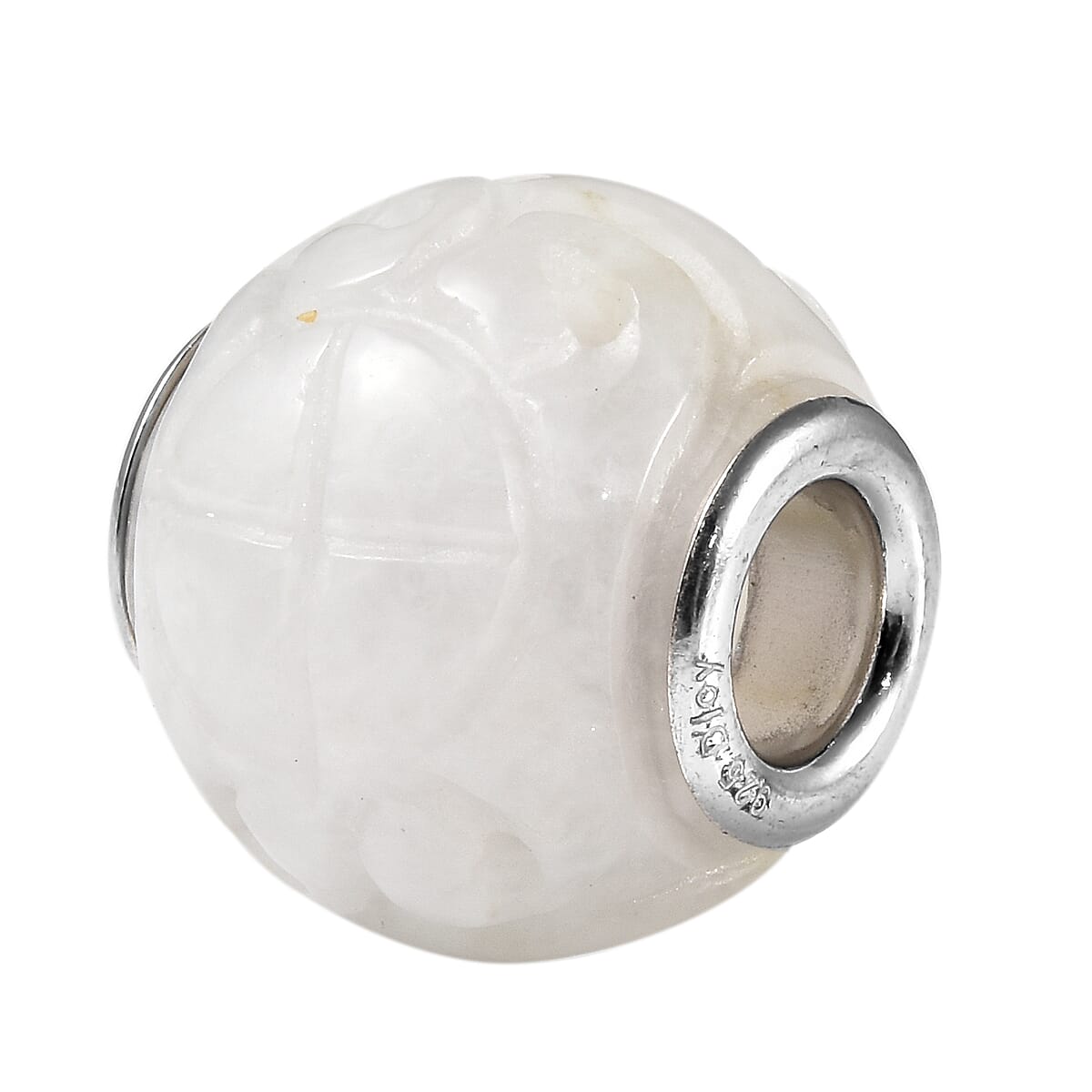 Charmes D'Joy White Jade Carved 13-15mm Beaded Charm in Rhodium Over Sterling Silver 16.00 ctw image number 2