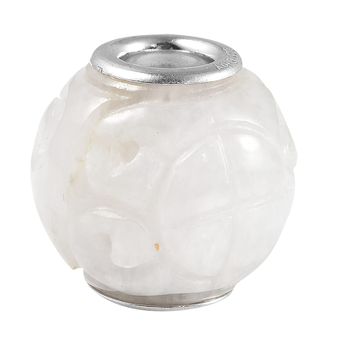 Charmes D'Joy White Jade Carved 13-15mm Beaded Charm in Rhodium Over Sterling Silver 16.00 ctw image number 3