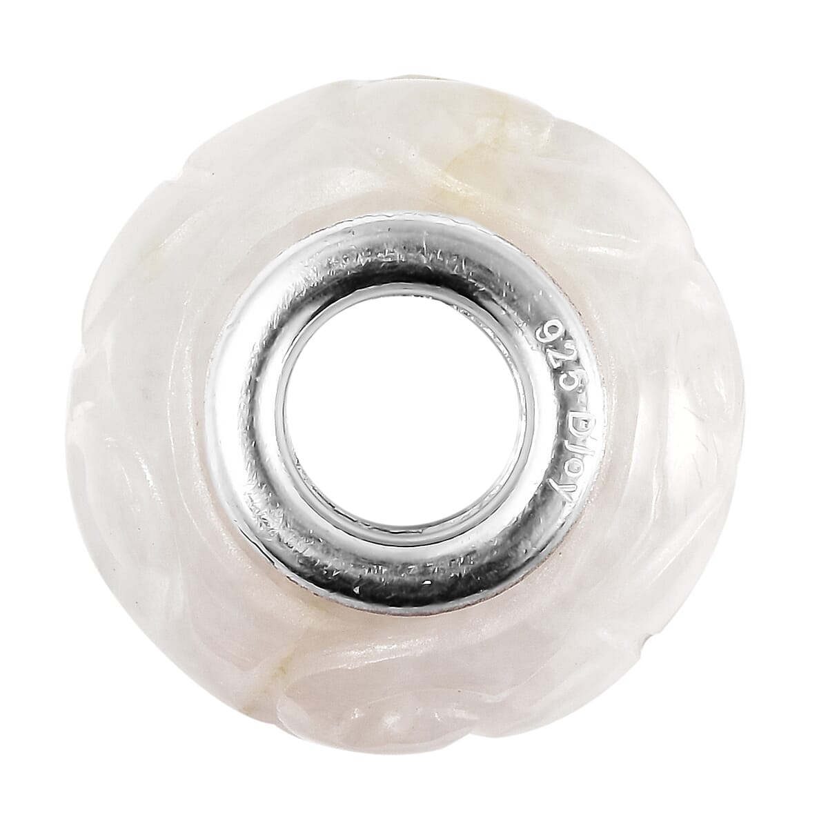 Charmes D'Joy White Jade Carved 13-15mm Beaded Charm in Rhodium Over Sterling Silver 16.00 ctw image number 4