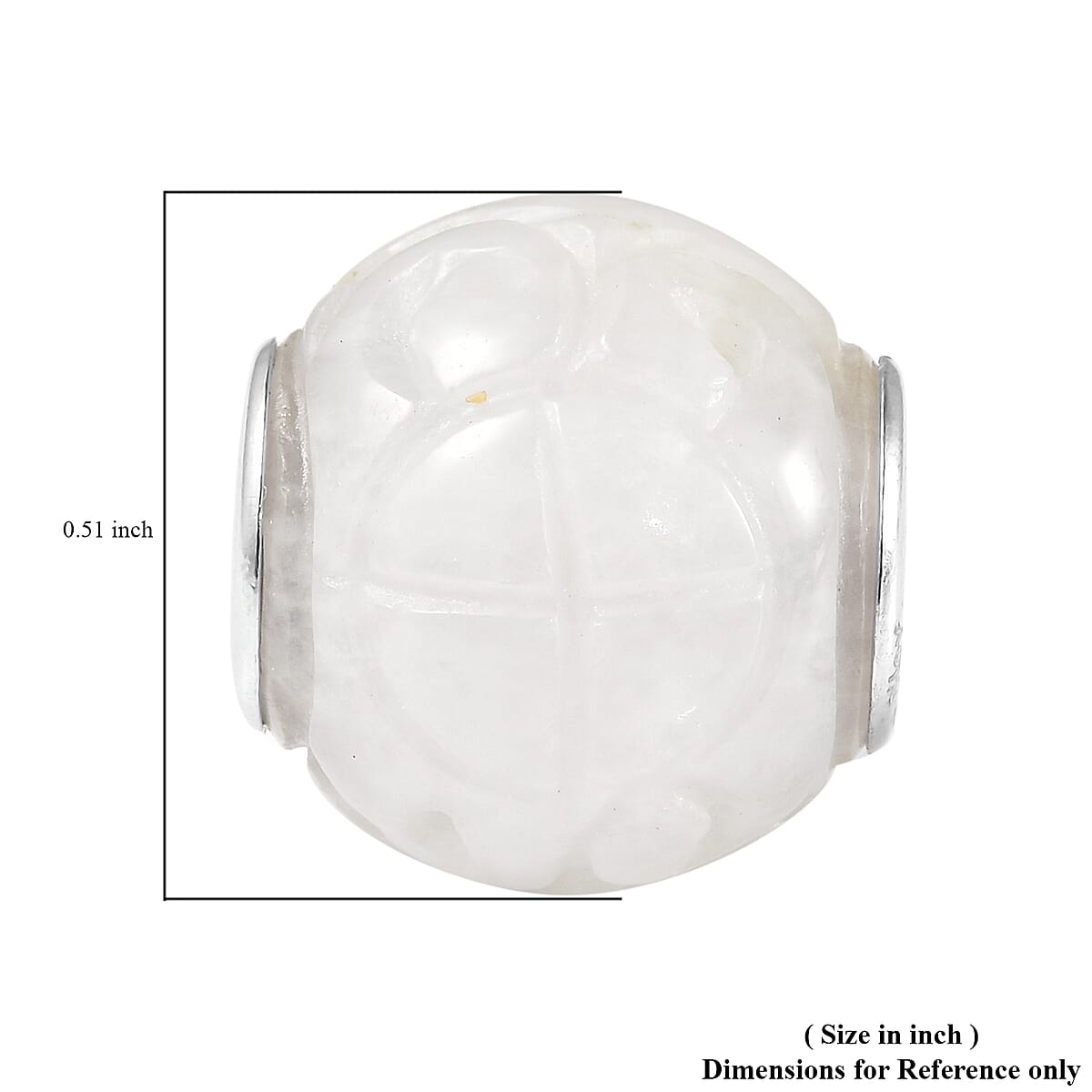 Charmes D'Joy White Jade Carved 13-15mm Beaded Charm in Rhodium Over Sterling Silver 16.00 ctw image number 5