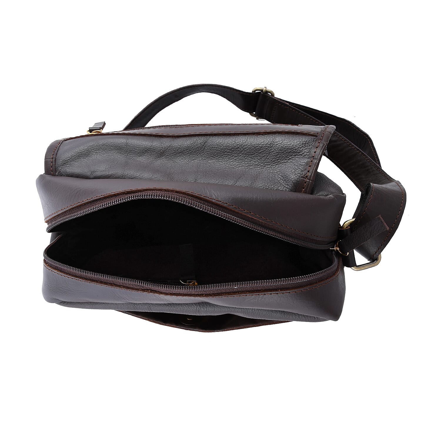 Bali Handcrafted Natural Dyed Leather Organize Shoulder Bag - Black
