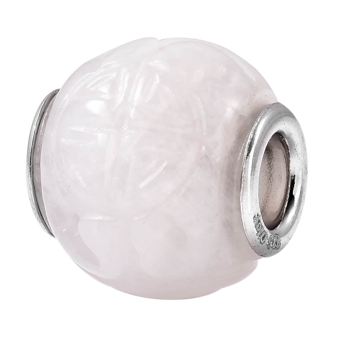 Natural White Jade Carved Charm in Rhodium Over Sterling Silver 17.00 ctw image number 2