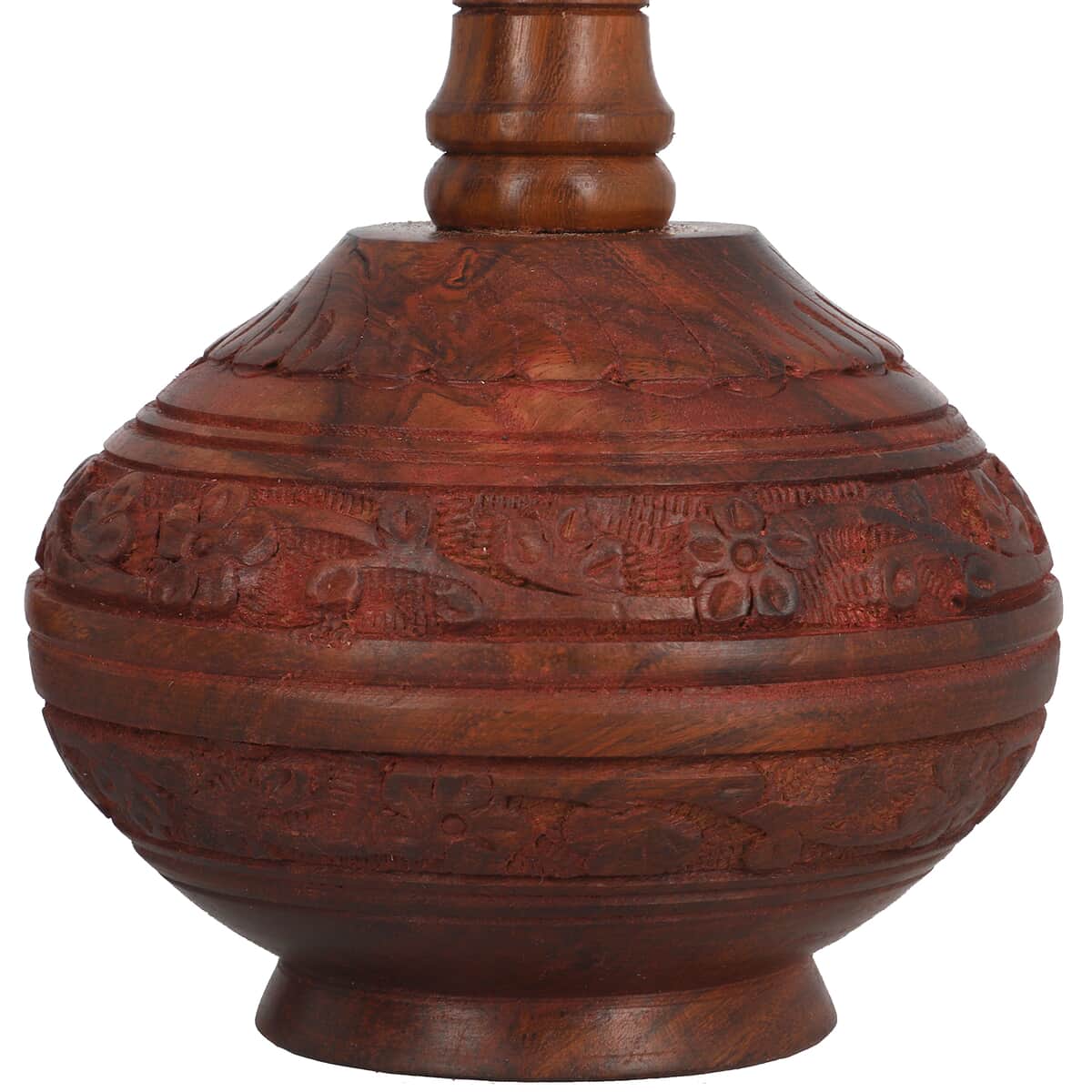 Set of 2 Natural Brown Hand Carved Wooden Surahi Shape Flower Vase , Wooden Vase Stand , Hand Carved Wooden Vases , Natural Wood Vases for Centerpieces image number 5