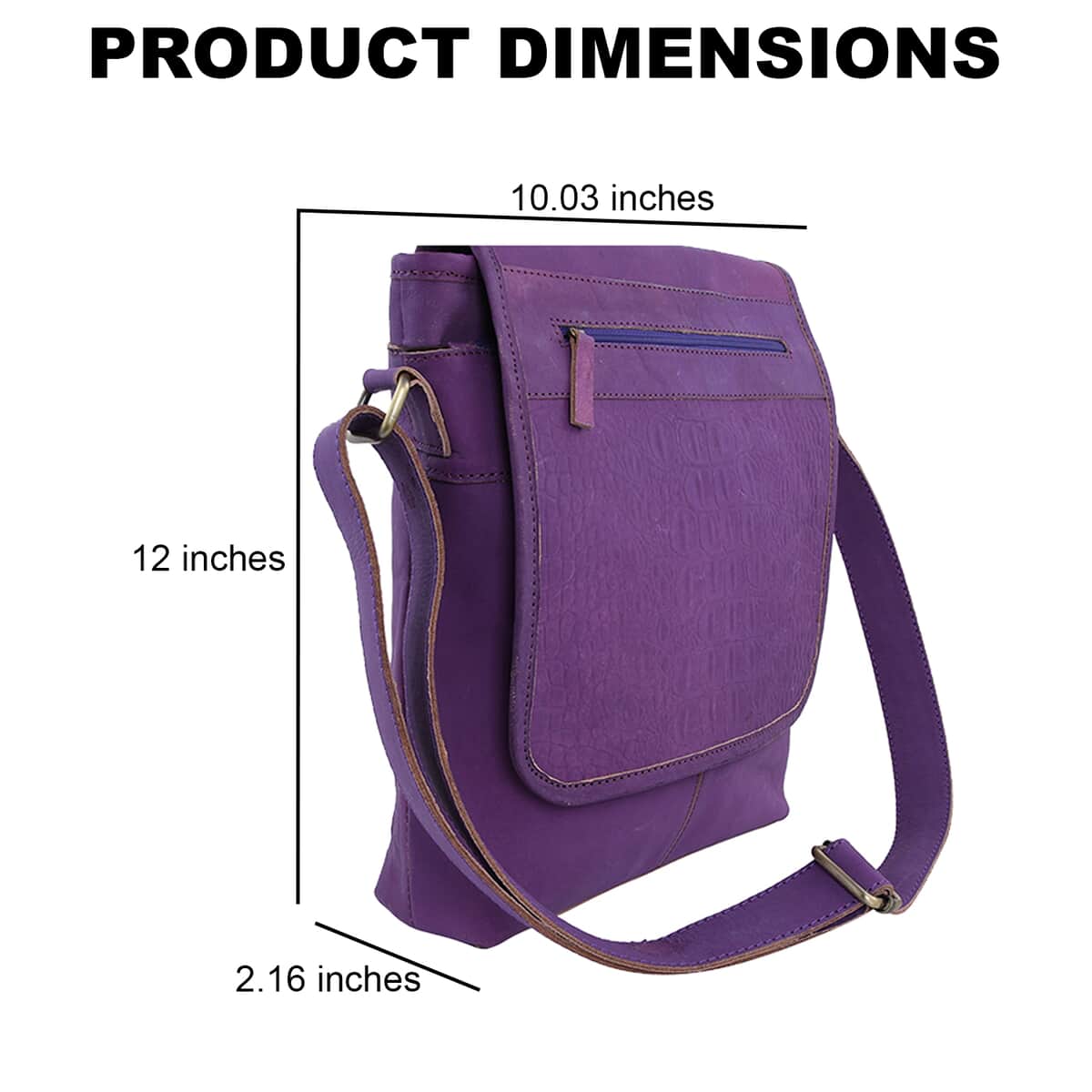 Natural Fruit Dyeing Purple Color Genuine Leather Croco Embossed Crossbody Bag image number 2