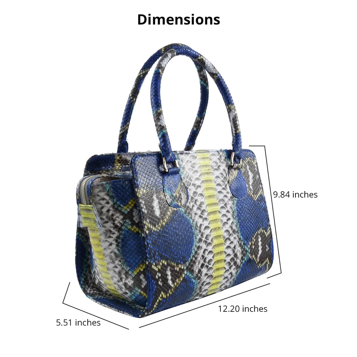 The Pelle Collection Blue 100% Genuine Python Leather Tote Bag for Women, Satchel Purse, Shoulder Handbag, Designer Tote Bag image number 3