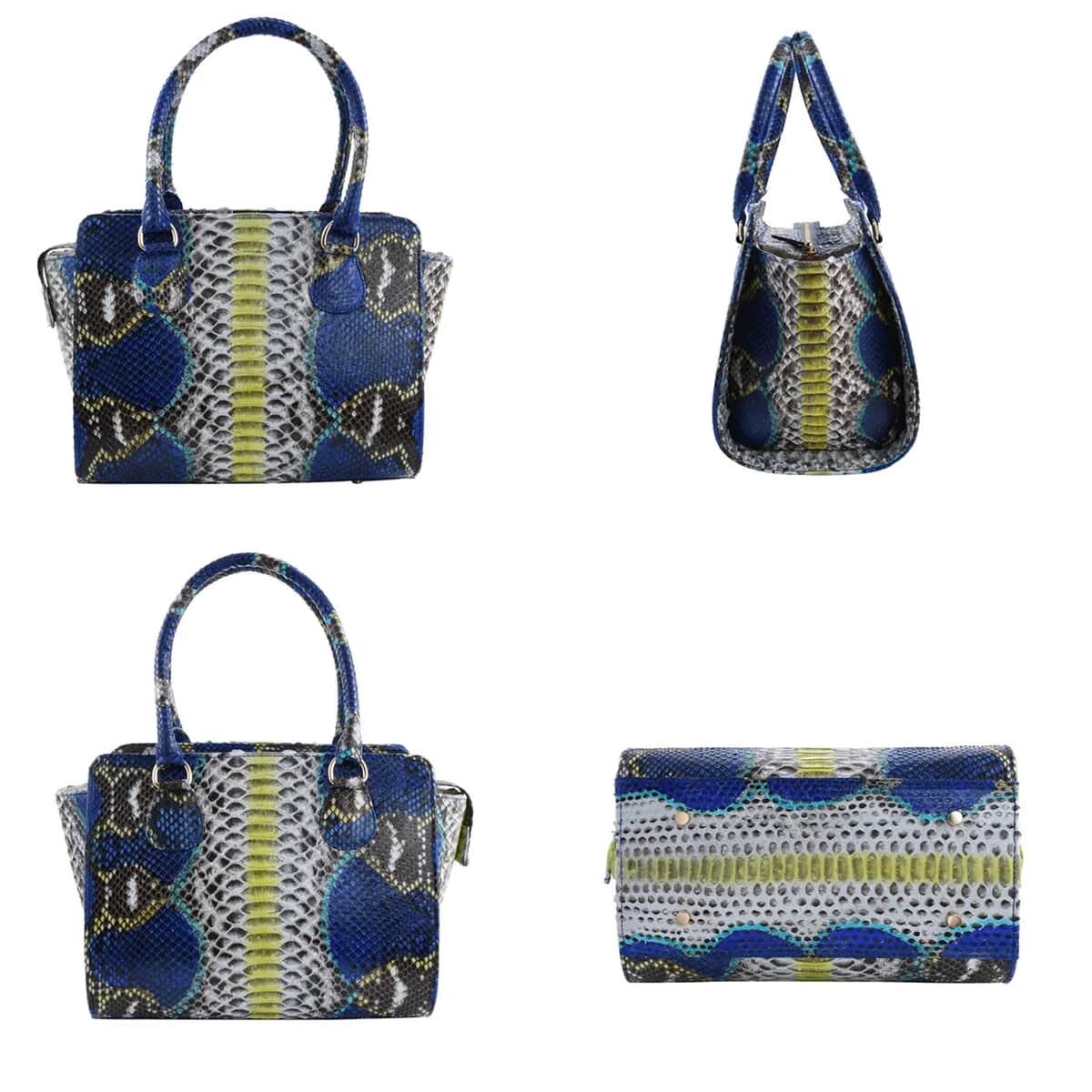 The Pelle Collection Blue 100% Genuine Python Leather Tote Bag for Women, Satchel Purse, Shoulder Handbag, Designer Tote Bag image number 4