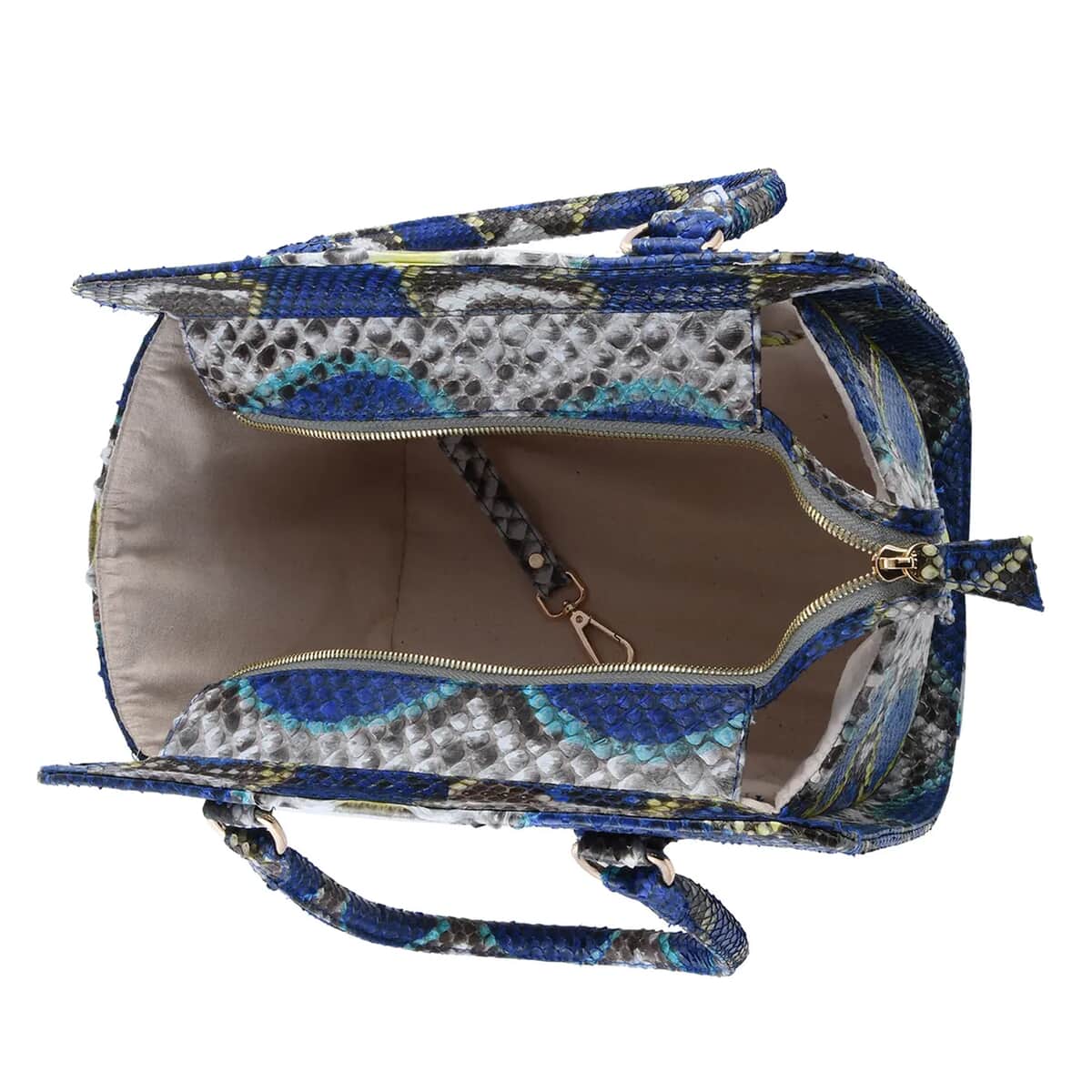 The Pelle Collection Blue 100% Genuine Python Leather Tote Bag for Women, Satchel Purse, Shoulder Handbag, Designer Tote Bag image number 5
