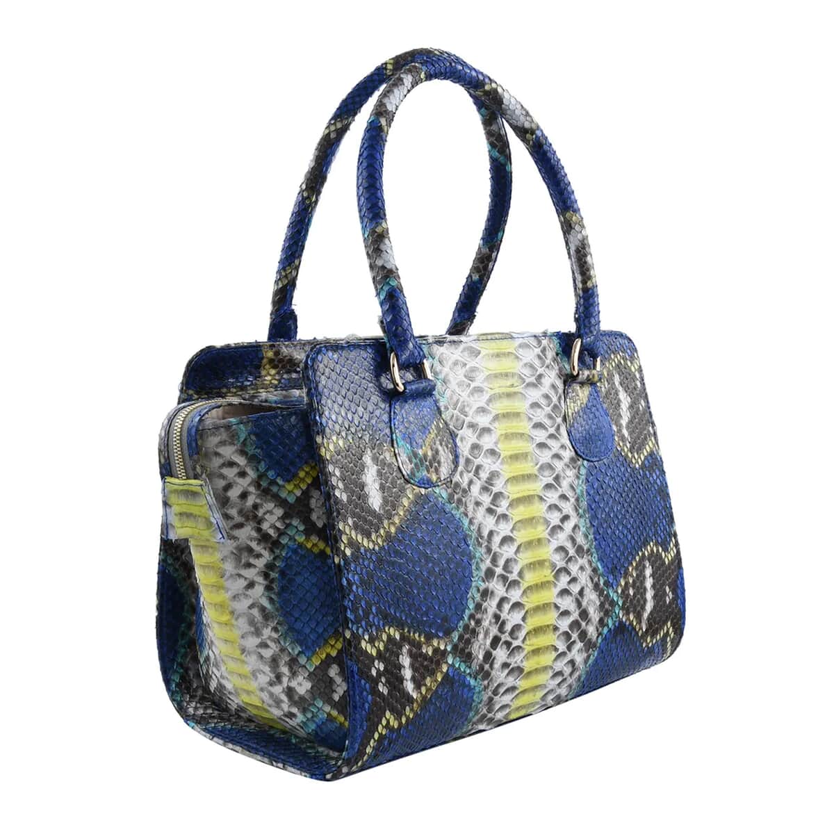 The Pelle Collection Blue 100% Genuine Python Leather Tote Bag for Women, Satchel Purse, Shoulder Handbag, Designer Tote Bag image number 6