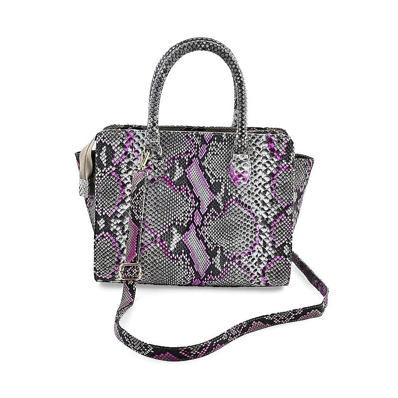 The Pelle Python Collection Pink 100% Genuine Python Leather Tote Bag for Women, Satchel Purse, Shoulder Handbag, Designer Tote Bag
