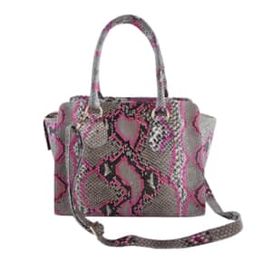 The Pelle Python Collection Pink 100% Genuine Python Leather Tote Bag for Women, Satchel Purse, Shoulder Handbag, Designer Tote Bag