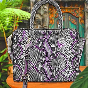 The Pelle Python Collection Pink 100% Genuine Python Leather Tote Bag for Women, Satchel Purse, Shoulder Handbag, Designer Tote Bag