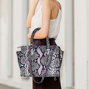 The Pelle Python Collection Pink 100% Genuine Python Leather Tote Bag for Women, Satchel Purse, Shoulder Handbag, Designer Tote Bag