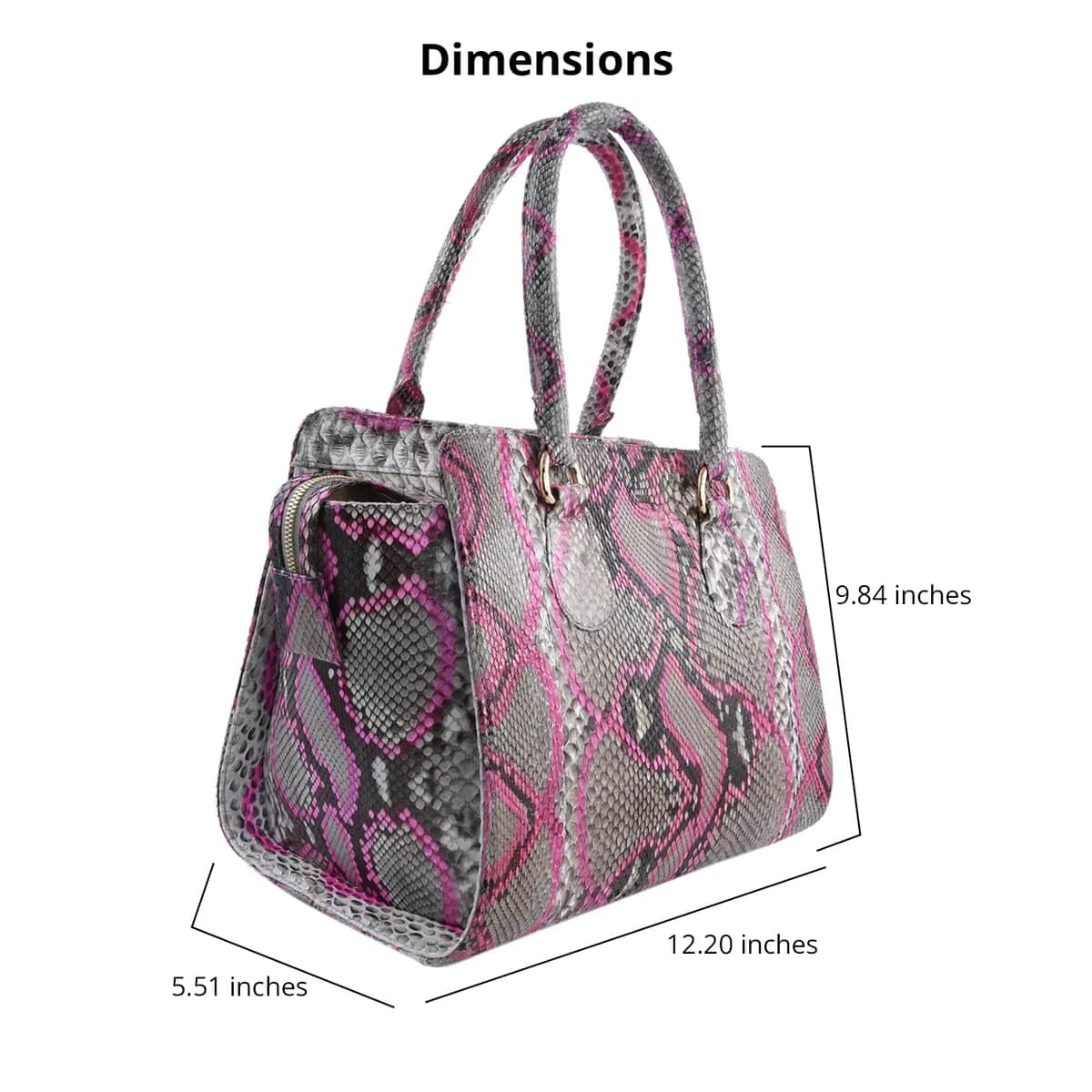 The Pelle Python Collection Pink 100% Genuine Python Leather Tote Bag for Women, Satchel Purse, Shoulder Handbag, Designer Tote Bag image number 3