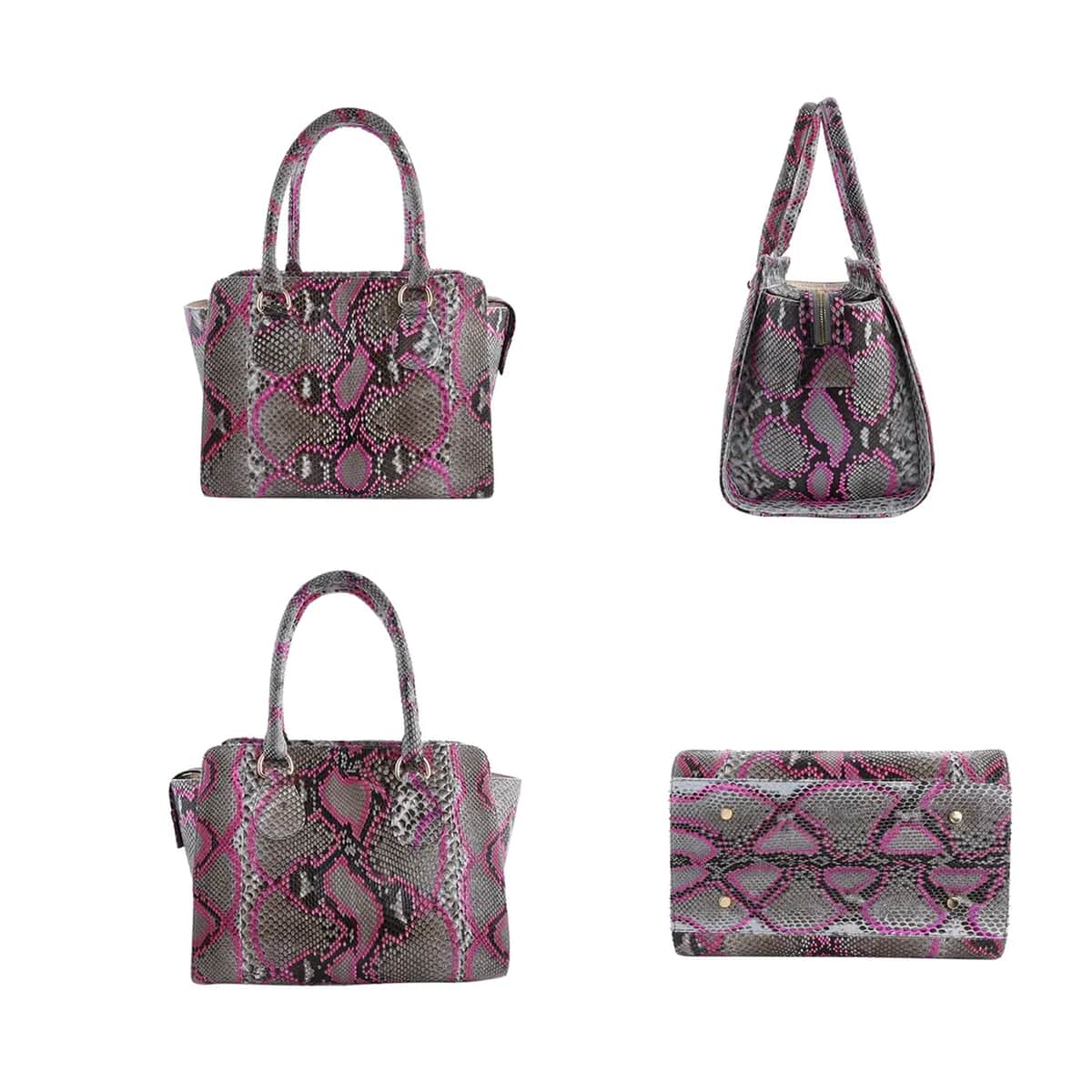 The Pelle Python Collection Pink 100% Genuine Python Leather Tote Bag for Women, Satchel Purse, Shoulder Handbag, Designer Tote Bag image number 4