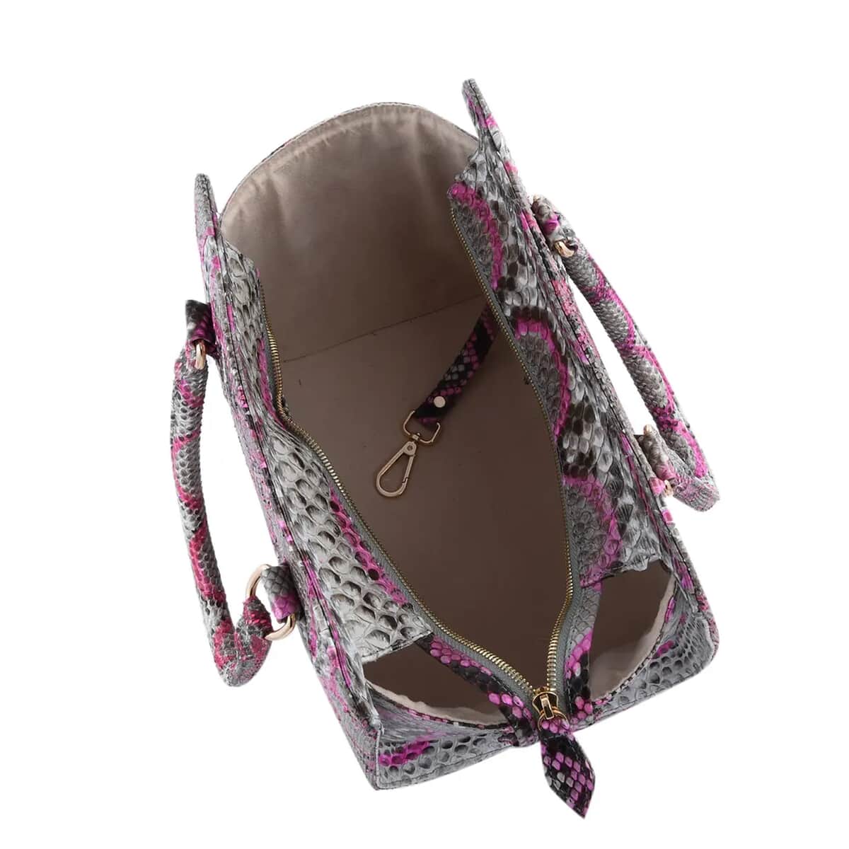 The Pelle Python Collection Pink 100% Genuine Python Leather Tote Bag for Women, Satchel Purse, Shoulder Handbag, Designer Tote Bag image number 5