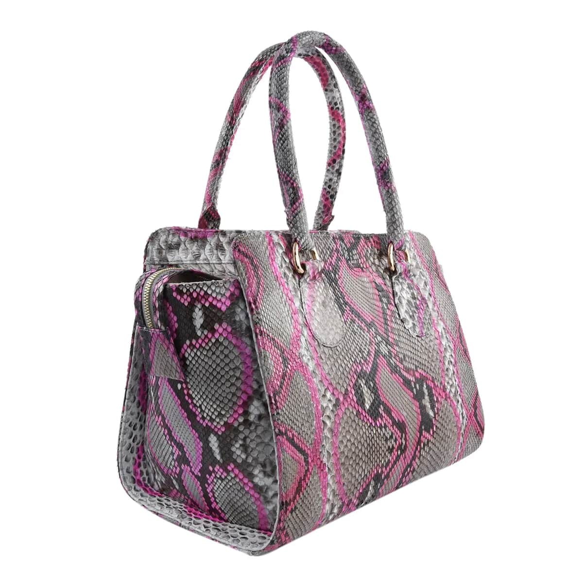 The Pelle Python Collection Pink 100% Genuine Python Leather Tote Bag for Women, Satchel Purse, Shoulder Handbag, Designer Tote Bag image number 6