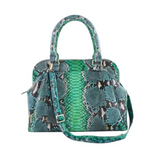 The Pelle Collection Green, Blue and Yellow 100% Genuine Python Leather Tote Bag for Women, Satchel Purse, Shoulder Handbag, Designer Tote Bag