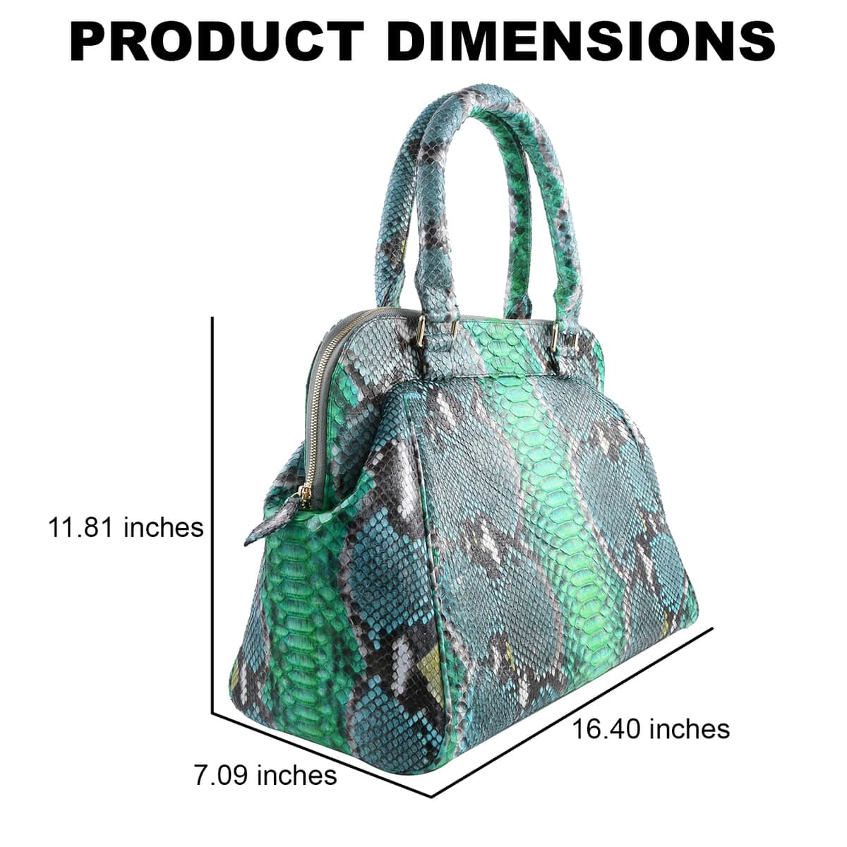 The Pelle Collection Green, Blue and Yellow 100% Genuine Python Leather Tote Bag for Women, Satchel Purse, Shoulder Handbag, Designer Tote Bag image number 2