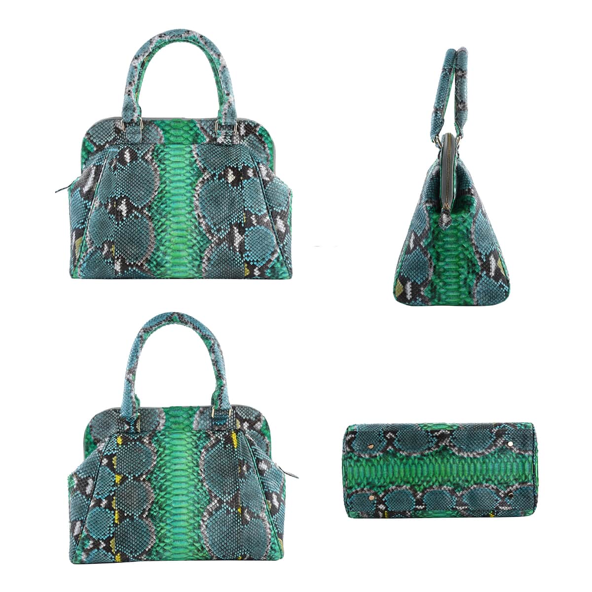 The Pelle Collection Green, Blue and Yellow 100% Genuine Python Leather Tote Bag for Women, Satchel Purse, Shoulder Handbag, Designer Tote Bag image number 4