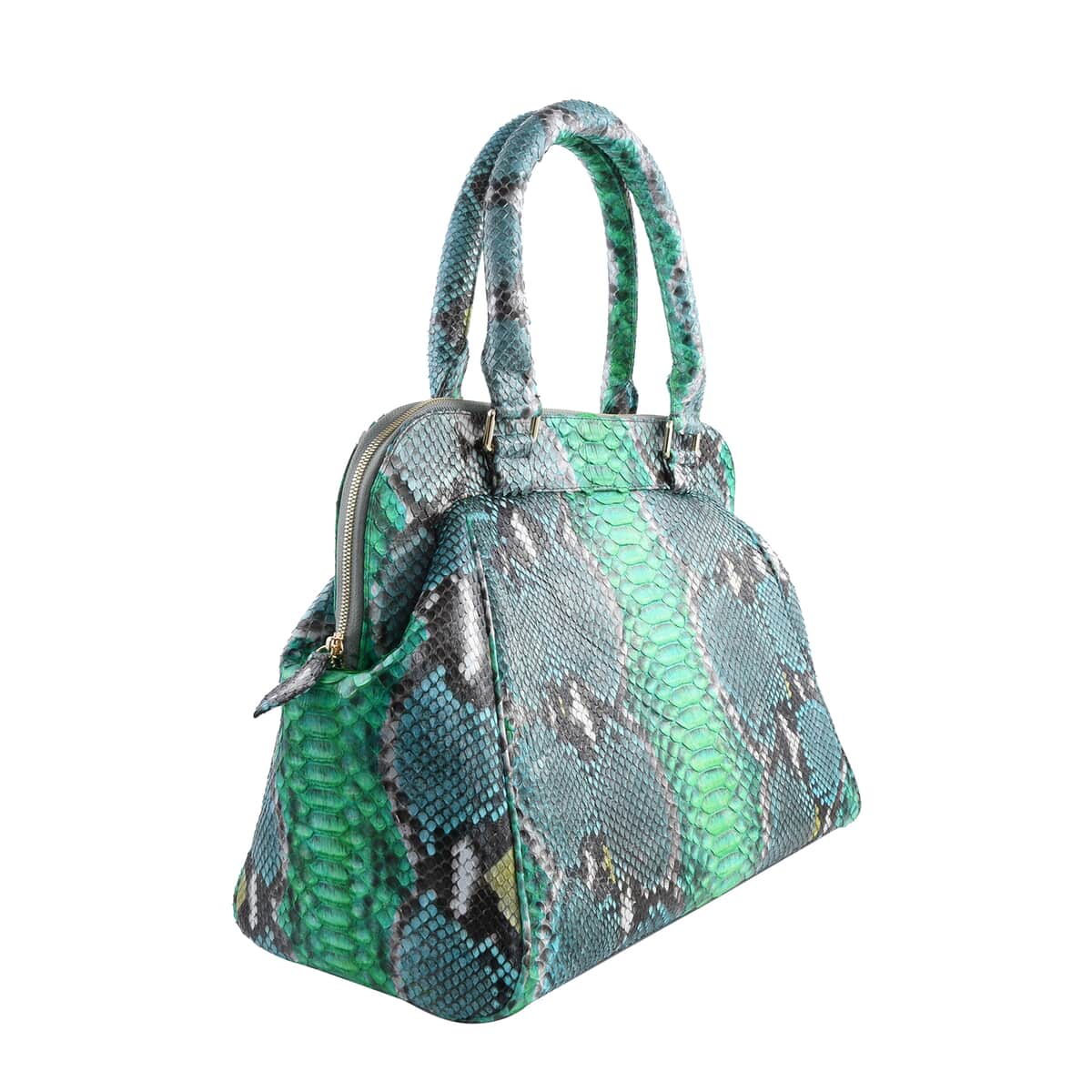 The Pelle Collection Green, Blue and Yellow 100% Genuine Python Leather Tote Bag for Women, Satchel Purse, Shoulder Handbag, Designer Tote Bag image number 5