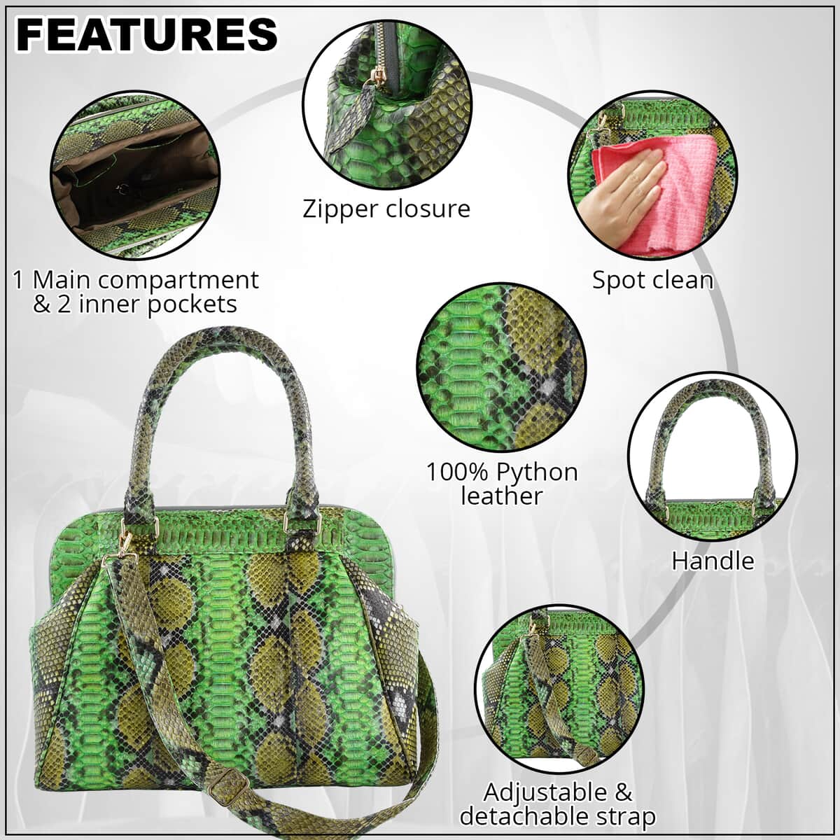 Genuine Python Leather Tote Bag image number 1