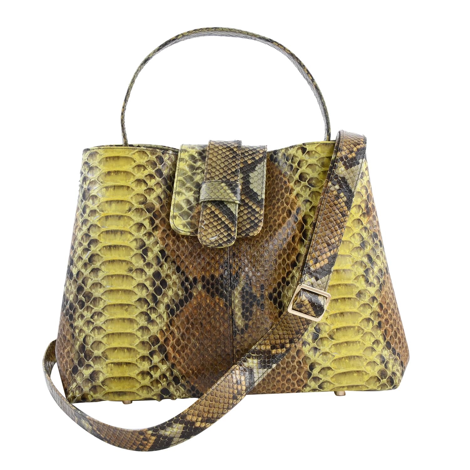 The Pelle Collection Yellow and Brown Genuine Python Leather Tote Bag for  Women, Satchel Purse, Shoulder Handbag, Designer Tote Bag