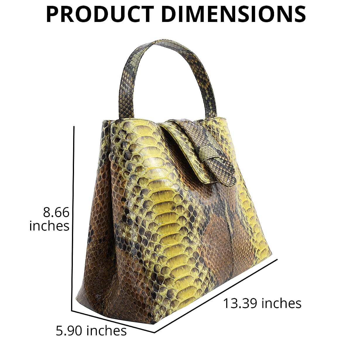 The Pelle Collection Yellow and Brown Genuine Python Leather Tote Bag for Women, Satchel Purse, Shoulder Handbag, Designer Tote Bag image number 2