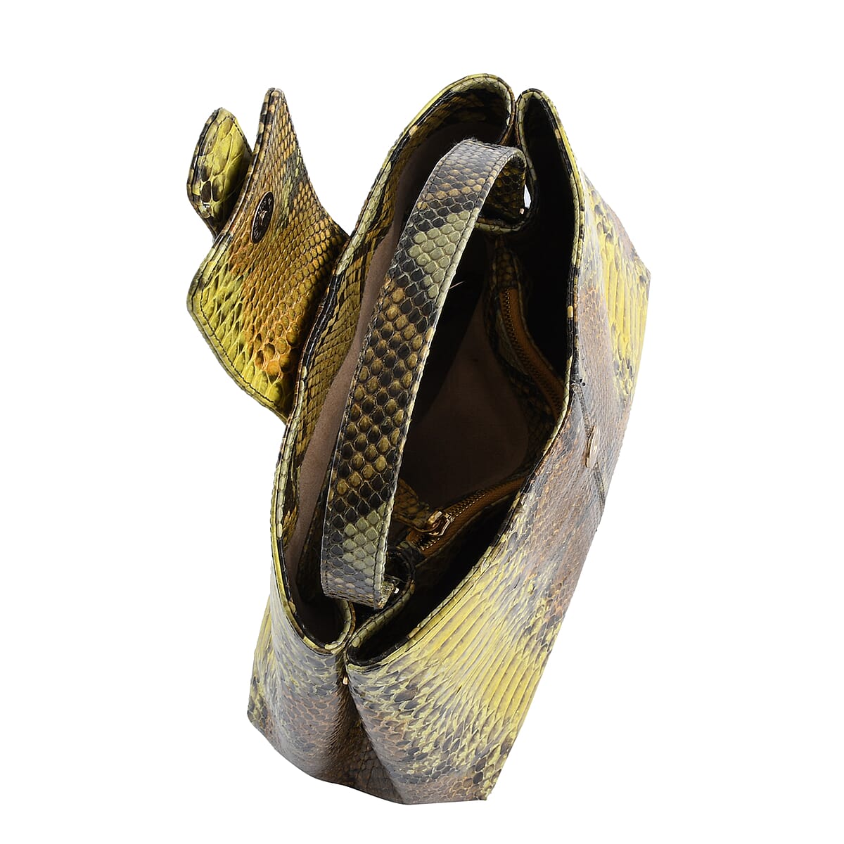 The Pelle Collection Yellow and Brown Genuine Python Leather Tote Bag for Women, Satchel Purse, Shoulder Handbag, Designer Tote Bag image number 5