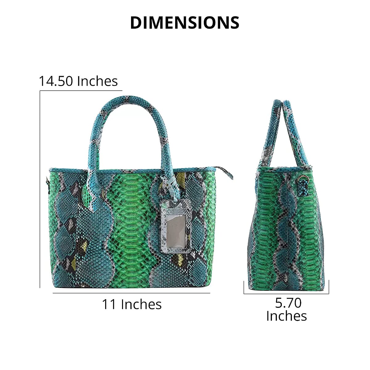 The Pelle Collection Multi Color Python Leather Tote Bag for Women with Detachable Strap , Satchel Purse , Shoulder Handbag , Designer Tote Bag image number 3