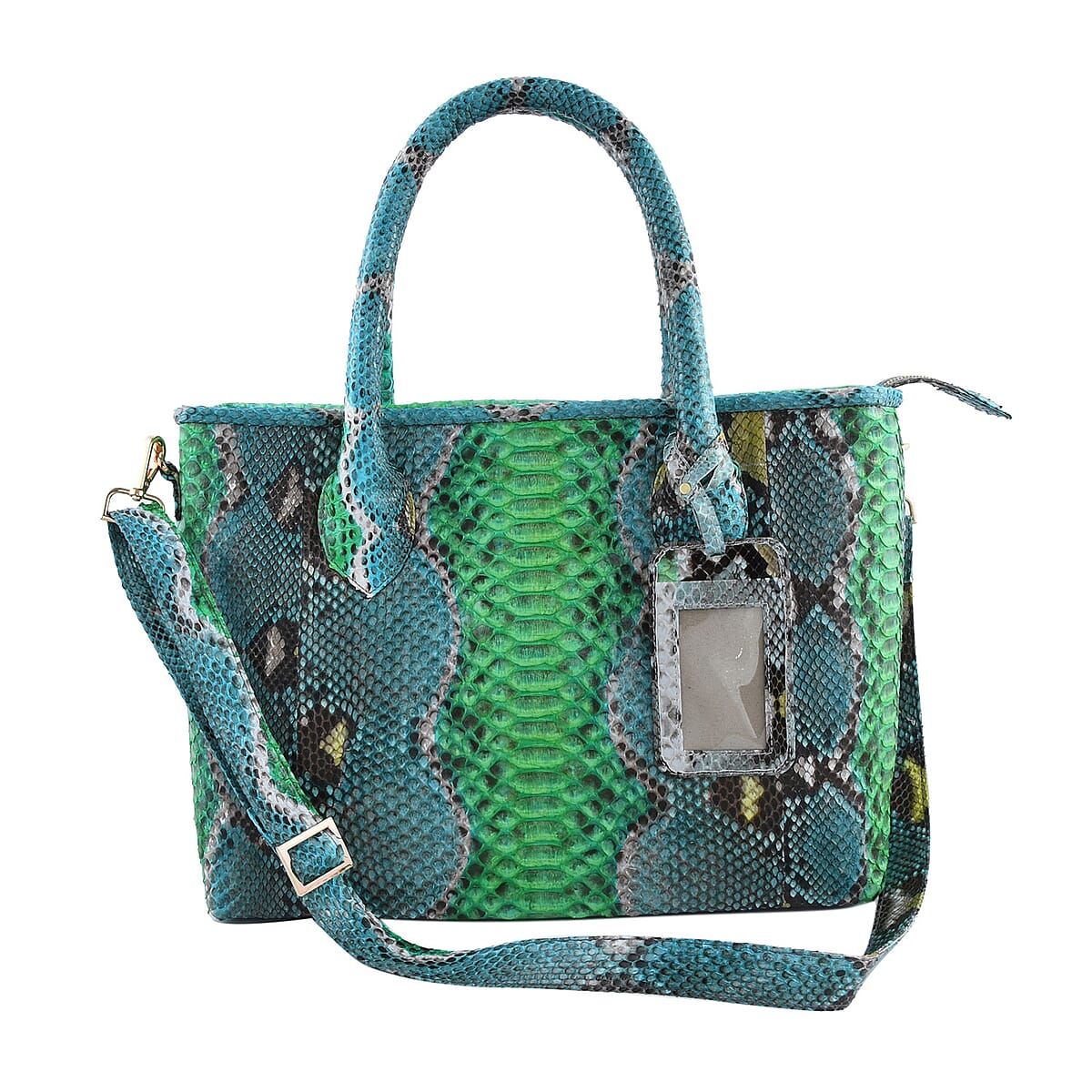 The Pelle Collection Multi Color Python Leather Tote Bag for Women with Detachable Strap , Satchel Purse , Shoulder Handbag , Designer Tote Bag image number 4